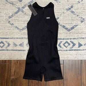 Vanquish Fitness Black Sleeveless Sports Romper NWT (Keyhole Back/Ribbed)